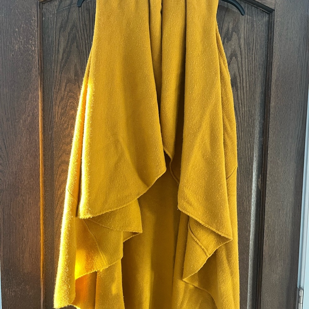 Anthropologie Mustard Yellow Waterfall Cardigan